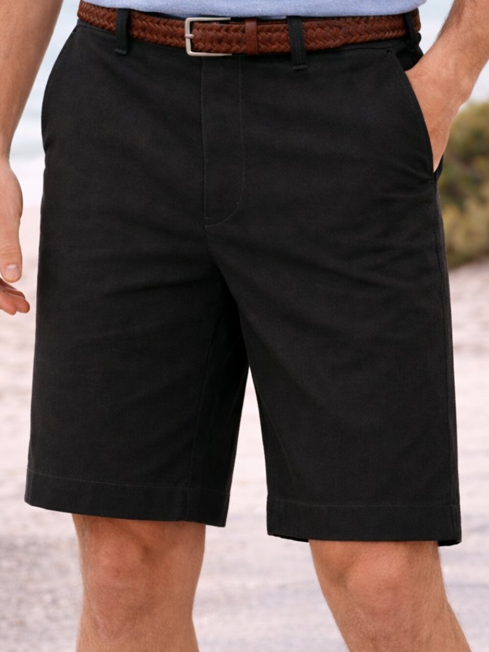 Savane Mens Dress Shorts Size 32 Black Flat Front Golf Casual Shorts
